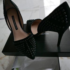 French Connection FC-Ellis high heels with sequin embellishment,  blk, sz. 8.5